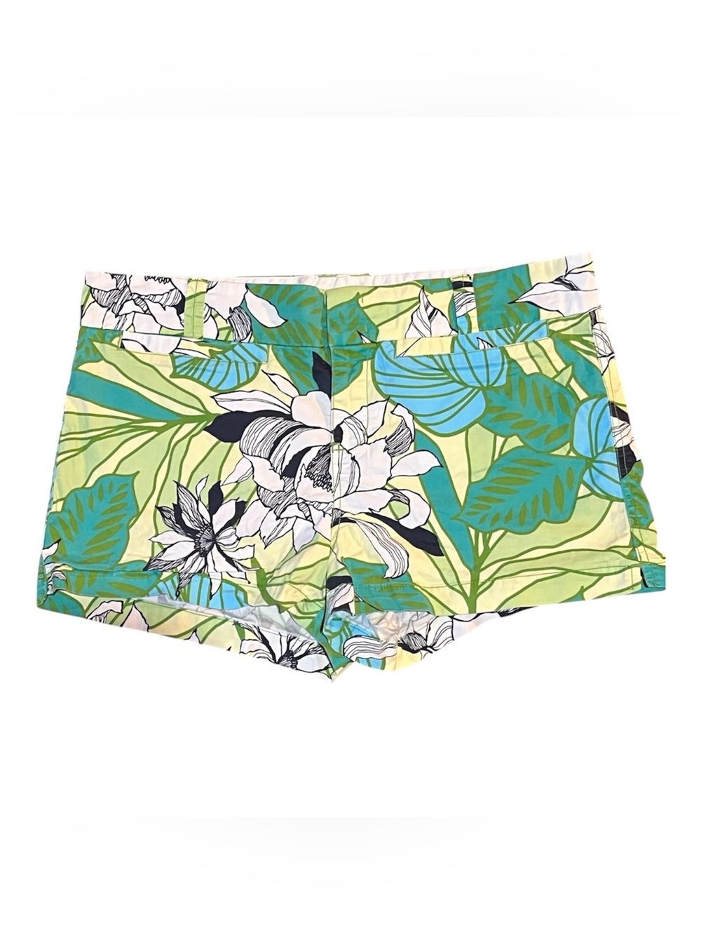 Old Navy Green Tropical Floral High-Waist Shorts